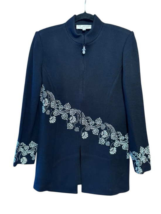 ST. JOHN EVENING Jackets & Blazers - Women's ST. JOHN EVENING Black & White Embellished Blazer Jacket Size 8